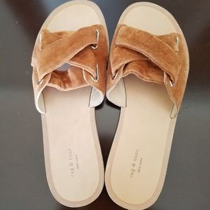 Rag & Bone Nora Suede Slides in Tan sz 36